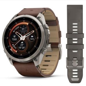 fenix 9 Pro  inReach, 51mm, Titan mit Leder-Armband Walnuss 