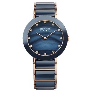 Damenuhr 11435-767 Keramik Blau Rosé 35mm BERING 