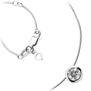 Plain Zirkonia Anhänger mit Kette Silber 