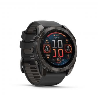 fenix® 8 - 51 mm AMOLED Sapphire Schwarz/Carbongrau Titan DLC mit QuickFit®-Silikon-Armband 26 mm 