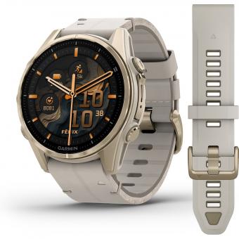 fenix 9 Pro  inReach, 43mm, Autumn Gold Titan mit Leder-Armband Bone 