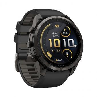 fenix 9 Pro  inReach, 47mm, Carbongrau DLC Titan mit Silikon-Armband Schwarz/Kieselgrau 