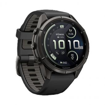 fenix 9 Pro  inReach, 51mm, Carbongrau DLC Titan mit Silikon-Armband Schwarz/Kieselgrau 