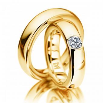 Trauringe Meister Weissgold Damenring mit Stein | 750 Weissgold