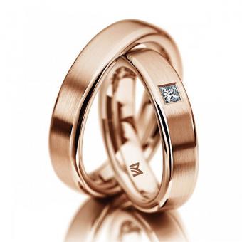 Eheringe Meister Carre-Schliff Damenring ohne Stein | 585 Rotgold