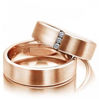Eheringe mit Kanalfassung Damenring mit Stein | 585 Rotgold