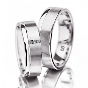 Meister Eheringe Kanalfassung Weissgold Damenring mit Stein | 585 Gelbgold