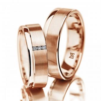 Meister Hochzeitsringe Kanalfassung Rotgold Damenring mit Stein | 750 Gelbgold