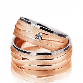 Meister Ehering Individual Damenring mit Stein | 585 Weiss-Rotgold