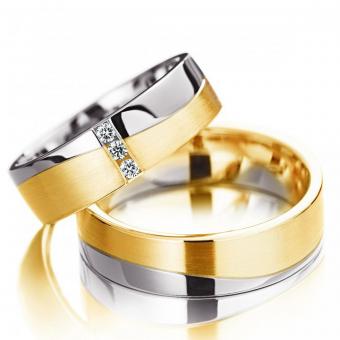 Meister Trauringe Phantastics wellenförmig Damenring mit Stein | 585 Weiss-Gelbgold