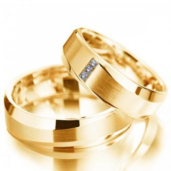 Meister Trauringe längsmatt Rotgold Damenring mit Stein | 585 Gelbgold