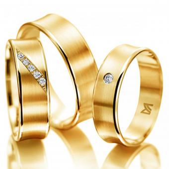 Trauringe Meister diagonale Kanalfassung Damenring mit Stein | 585 Gelbgold