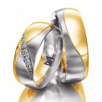 Meister Trauringe breit bicolor Damenring mit Stein | 750 Weiss-Rotgold