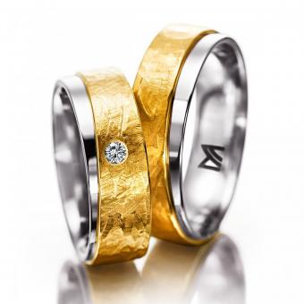 Meister Trauringe günstig Damenring mit Stein | 750 Weiss-Gelbgold