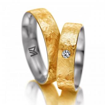 Trauringe Meisterschmuck rustikal Damenring mit Stein | 585 Gelb-Weissgold
