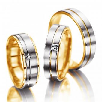 Meister Trauringe Princess-Cut Damenring mit Stein | 585 Weiss-Gelbgold