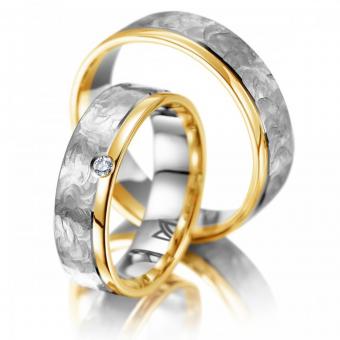 Trauring Meister Deep Sea Damenring mit Stein | 750 Weiss-Gelbgold
