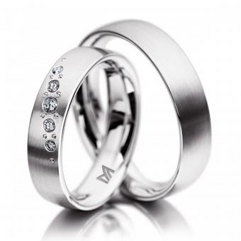 Hochzeitsringe Meister Brillantschliff Damenring mit Stein | 750 Weißgold