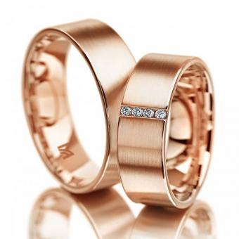 Hochzeitsringe Meister Brillant-Quartett Rotgold Damenring mit Stein | 585 Rotgold