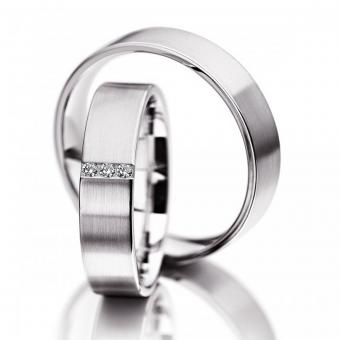 Eheringe Meister Gelbgold gerade Form Damenring mit Stein | 750 Weissgold