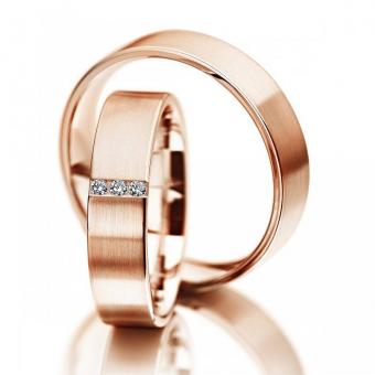 Hochzeitsringe Meister Rotgold gerade Form Damenring mit Stein | 585 Rotgold
