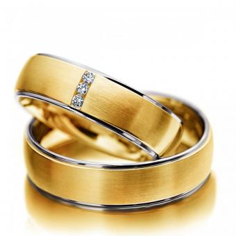 Eheringe Bicolor Damenring mit Stein | 585 Gelb-Weissgold