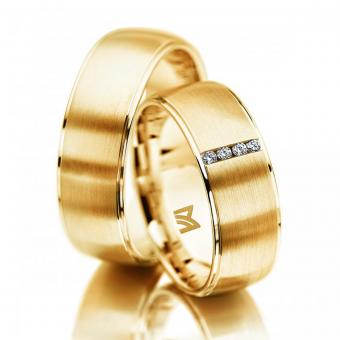 Trauringe Weissgold 4 Brillanten kanalgefasst Damenring mit Stein | 750 Gelbgold