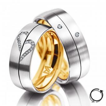 Meisterschmuck Trauringe Girello Damenring ohne Stein | 585 Weiss-Gelbgold