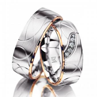 Meister Ehering Symbolic Damenring mit Stein | 585 Weiss-Rotgold