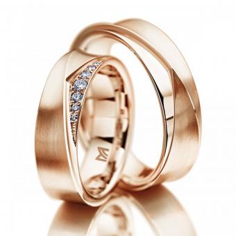 Eheringe Meister Bandoptik Damenring mit Stein | 750 Rotgold