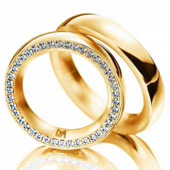 Trauring klassisch Brillanten Damenring mit Stein | 585 Gelbgold