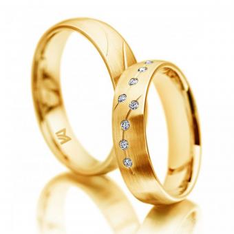 Trauringe Meister Brillantenkette Damenring mit Stein | 585 Gelbgold