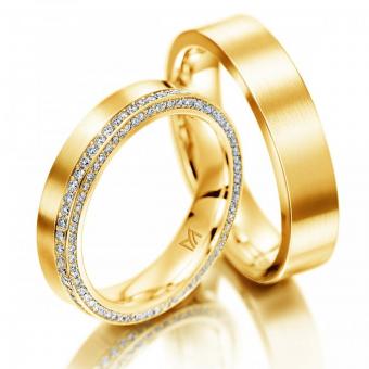 Meister Trauringe Brillant Weißgold Damenring mit Stein | 750 Gelbgold