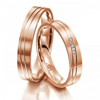 Ehering Meister Parallel Damenring mit Stein | 585 Rotgold