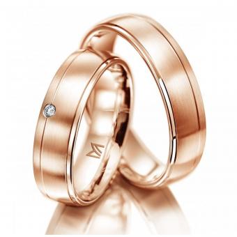 Ehering Meister Brillant Side rot Damenring mit Stein | 585 Rotgold