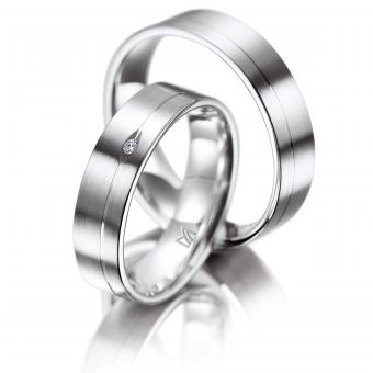 Meister Eheringe Classics Drop Damenring mit Stein | 585 Weißgold