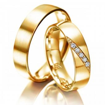 Meister Eheringe Classics Stripe Damenring mit Stein | 585 Weißgold