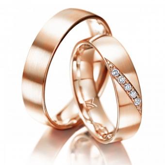 Meister Eheringe Classics Stripe Damenring mit Stein | 750 Gelbgold