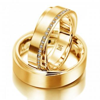 Meister Trauring Ring Double Damenring mit Stein | 585 Gelbgold