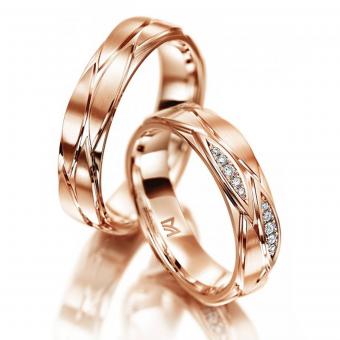 Meister Hochzeitsring Brillant Pattern Damenring mit Stein | 585 Rotgold
