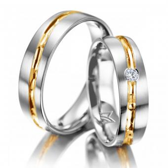 Trauring Meister Individuals matt Damenring ohne Stein | 585 Weiss-Gelbgold