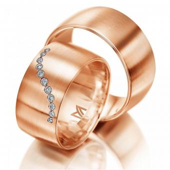 Trauring Meister extra breit Rotgold Damenring mit Stein | 750 Rotgold