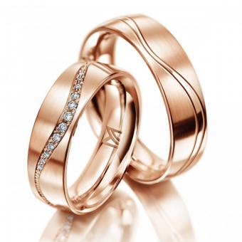 Meister Trauring Brillant Multiple Rot Damenring mit Stein | 585 Rotgold