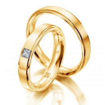 Meister Eheringe Classics Square Damenring mit Stein | 585 Gelbgold