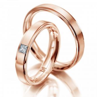 Meister Eheringe Classics Square Damenring mit Stein | 750 Rotgold