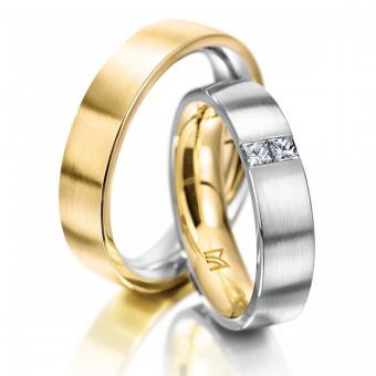 Trauringe Meister Classics bicolor Damenring mit Stein | 585 Weiss-Gelbgold