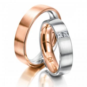 Trauringe Meister Classics bicolor Damenring ohne Stein | 585 Weiss-Rotgold