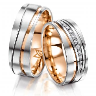 Trauringe Meister Phantastics bicolor Damenring ohne Stein | 750 Weiss-Rotgold
