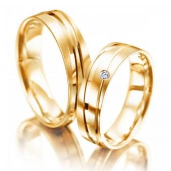 Meister Eheringe Phantastics curves Damenring mit Stein | 750 Gelbgold