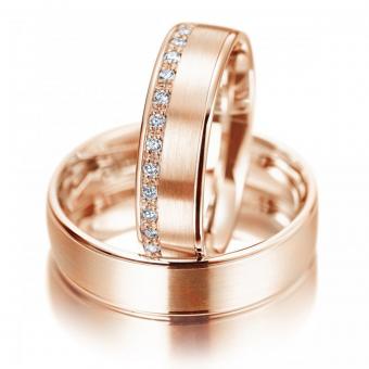 Meister Eheringe Classics row Damenring mit Stein | 585 Rotgold